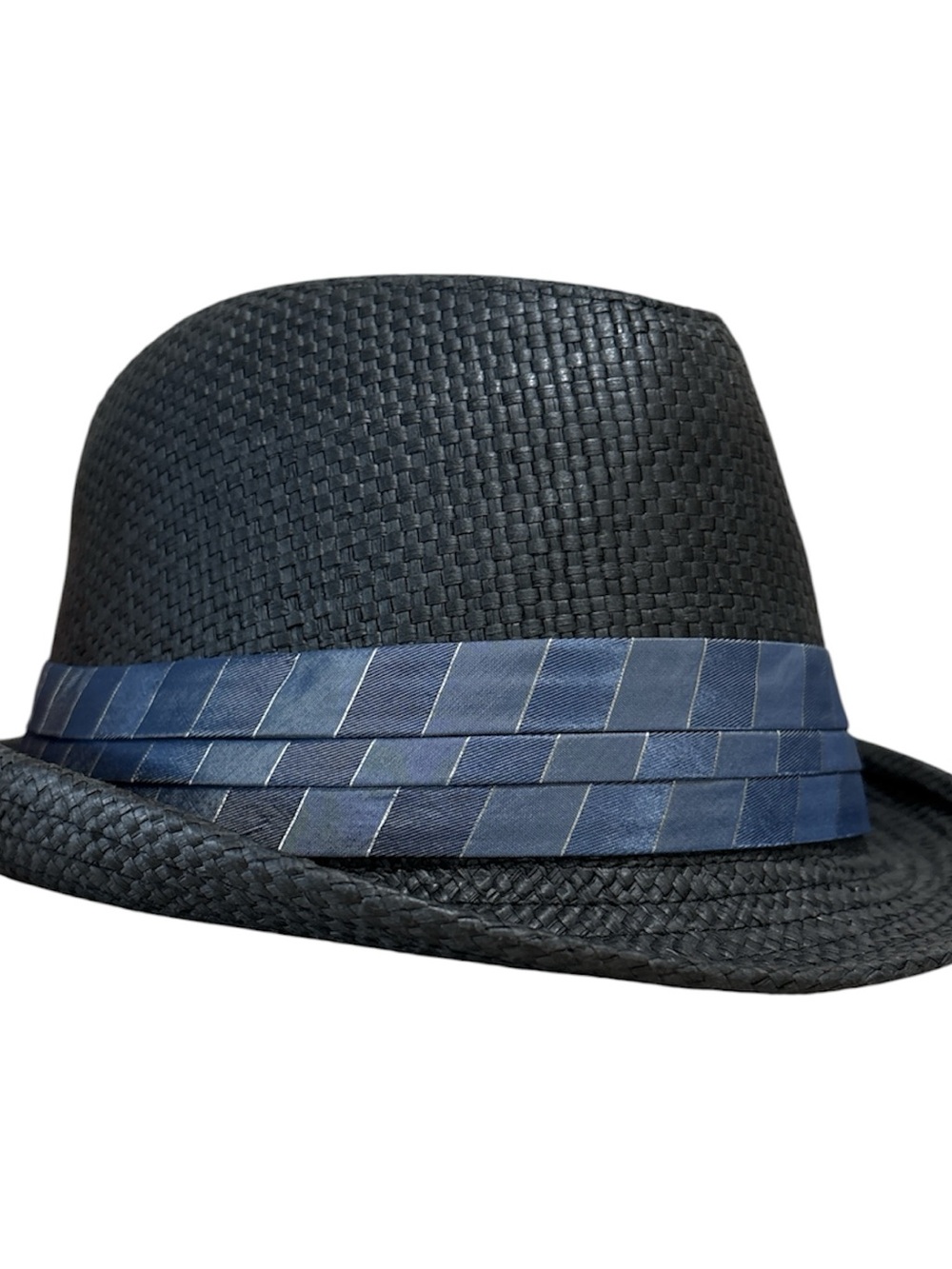 PETER GRIMM Fedora Hat Trilby Black Size L/XL Blue Silk Band Structured